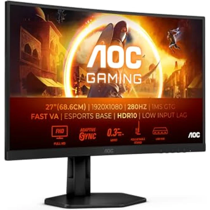 AOC Gaming C27G4ZXU - 27 Zoll FHD Curved Monitor, 280 Hz, 0.3 ms, FreeSync Premium, HDR10 (schwarz/grau) – Bild 1
