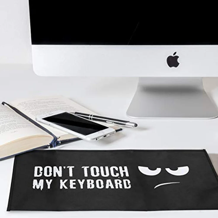 kwmobile Hülle kompatibel mit Apple Magic Keyboard - PC Tastatur Schutzhülle - Keyboard Staub Cover Case Don't Touch My Keyboard Weiß Schwarz – Bild 3