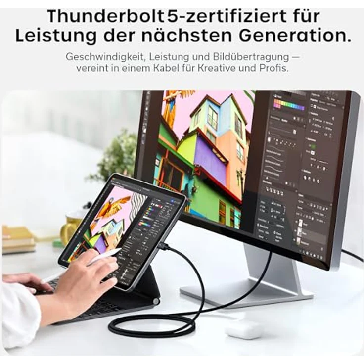 SATECHI Thunderbolt-5 Kabel, 240W PD, 120 Gb/s Datenübertragung, Dual 8K@60Hz, Triple 4K@144Hz, Geflochten, kompatibel mit iPhone 17, uvm. – Bild 2