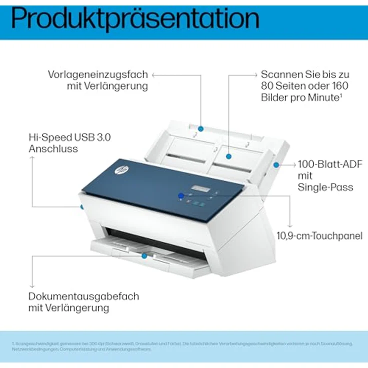 HP ScanJet Enterprise Flow 9000 s1, A3 Dokumentenscanner mit ADF, 1200 DPI, 80 ppm, USB 3.2 – Bild 4