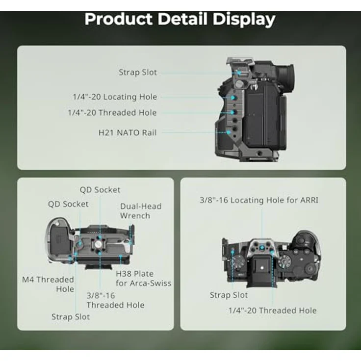 SMALLRIG Cage Hawklock, Schnellwechselkäfig für Sony Alpha 1 II/Alpha 9 III, mit integrierter Schnellwechselplatte, mehreren Installationspunkten und Schutzhülle – 5187 – Bild 3