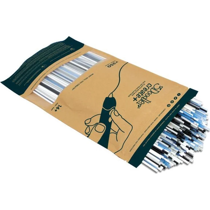 3Doodler Filament Set, 250 PLA-Patronen für Create+ & Pro+, schwarz, weiss, transparent blau, grau, 3 mm, 550 g, umweltfreundlich, präzise Extrusion