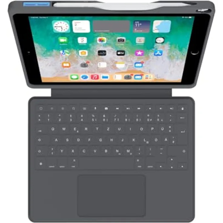 Deqster Smart Rugged Touch Plus Keyboard 10.2", Robuste Tastatur mit Touchpad, Schwarz
