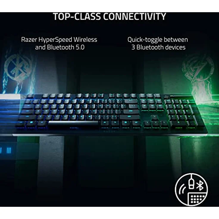 Razer DeathStalker V2 Pro (Red Switch) - Kabellose Optische Low-Profile-Gaming-Tastatur (Lineare Optische Switches, HyperSpeed Wireless, Bluetooth 5.0) QWERTY US-Layout | Schwarz – Bild 3