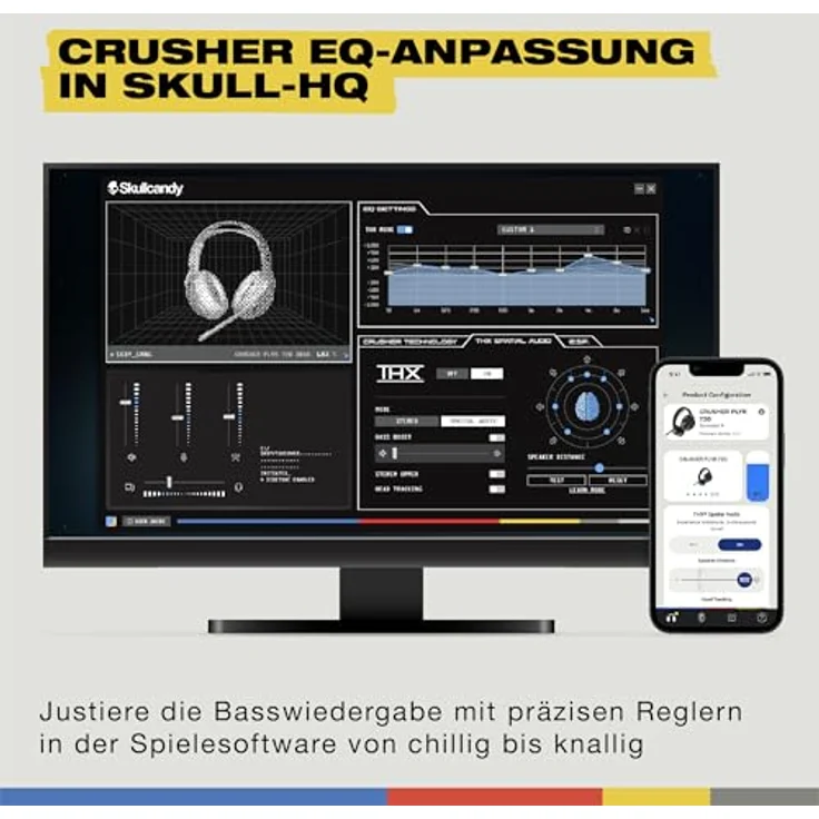 Skullcandy Crusher PLYR 720 Wireless Gaming Headset, THX Spatial Audio, Multi-Sensory Bass, Removable Mic, Multi-Plattform, Digi-Black – Bild 5