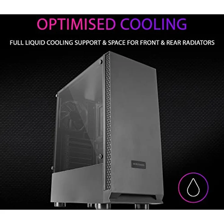 Mars Gaming MCN2, ATX Gaming PC Gehäuse, Volles Seitenfenster, Frontgitter, Doppelkammer Design, 12cm Lüfter Hinten, Schwarz – Bild 4