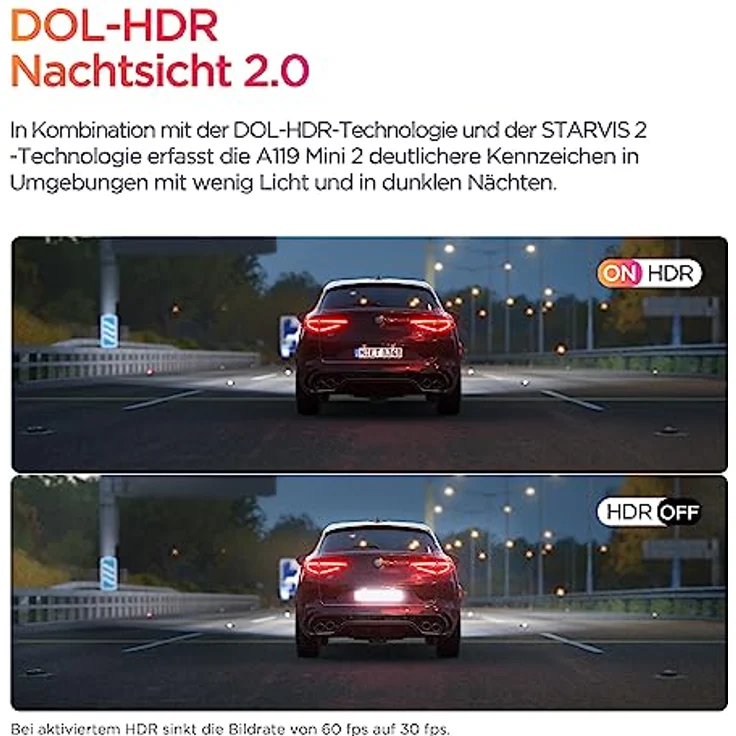 VIOFO Dashcam A119 Mini 2, Front 2,7K 5GHz Wi-Fi, 2K 60fps/HDR 30fps Sprachsteuerung, STARVIS 2 Verbesserte Nachtsicht, 1,5" LCD Versteckte Dash Cam Auto, GPS Autokamera, 24h Parkmodus, Sprachausgabe – Bild 3