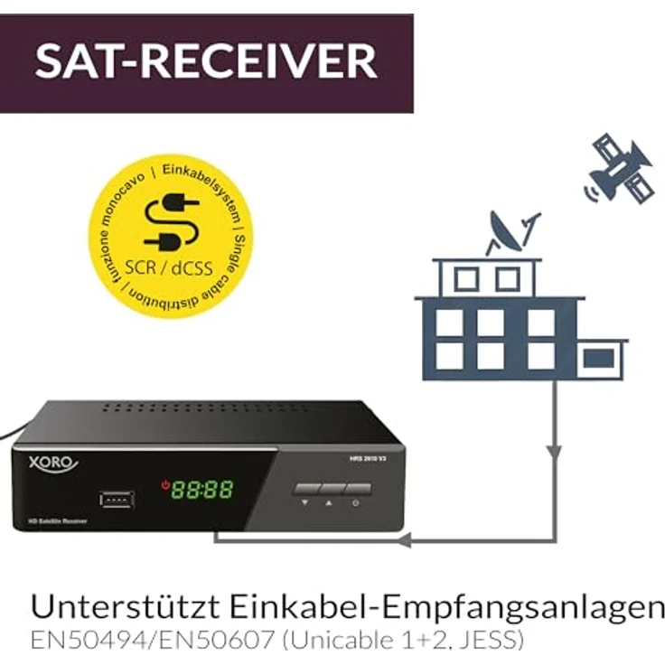 Xoro HRS 2610 Digitaler Satellitenreceiver HDMI, SCART, USB 2,0, LAN, Unicable schwarz – Bild 8