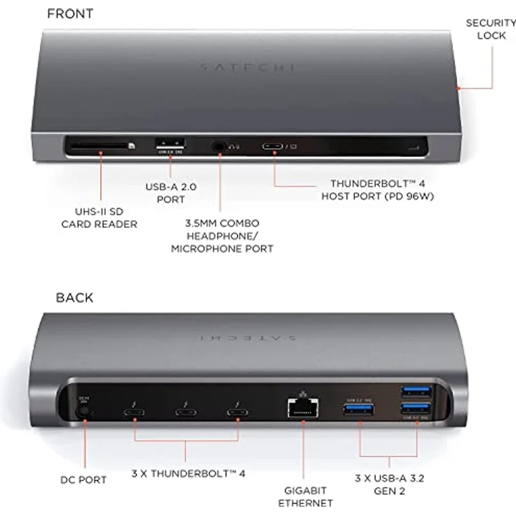 SATECHI Thunderbolt 4 Dock – 12-in-1 – Kompatibel mit M2 & M1 MacBook – Bild 2