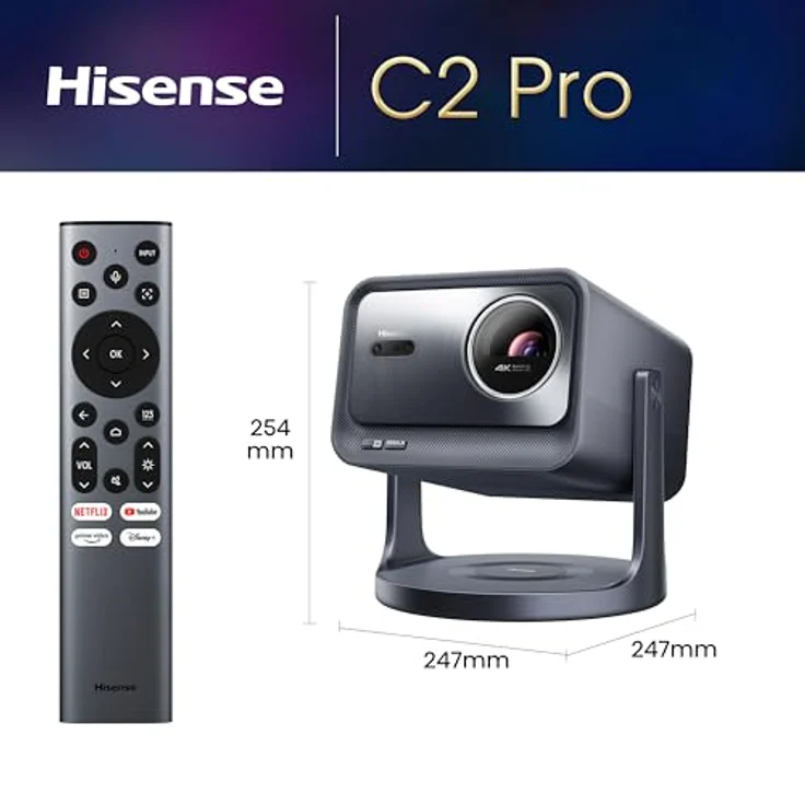 Hisense C2-Pro 4K Beamer – 3.840x2.160 Pixel, 2.600 ANSI-Lumen, 2.000:1 Kontrast, 20.000 Std. Lampe, WLAN – Bild 2
