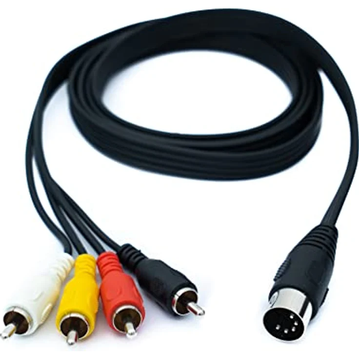 System-S Cinch 4 RCA Kabel 150 cm Stecker zu DIN 5 polig Stecker Stereo Adapter Schwarz – Bild 1