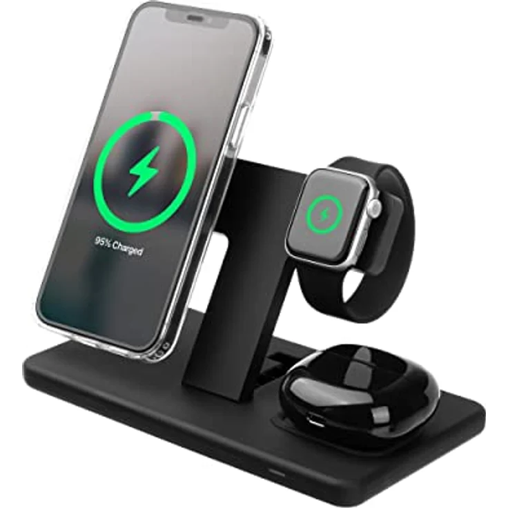 FIXED Kabellose 3-in-1-Ladestation für iPhone, Apple Watch und Airpods Schwarz – Bild 2