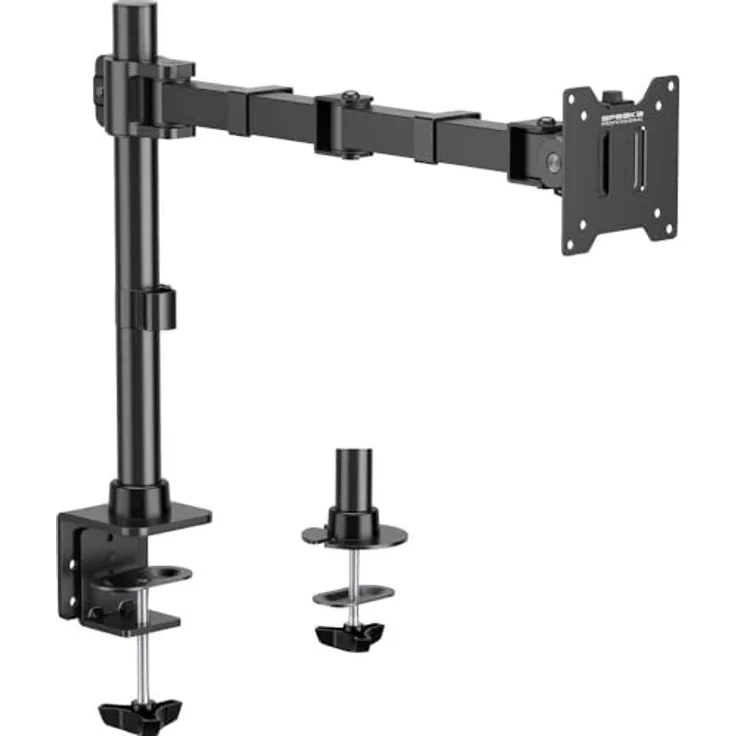 SpeaKa Professional SP-MM-211 1fach Monitor-Tischhalterung, höhenverstellbar für 43,2 cm (17) - 124,5 cm (49) Bildschirme, Schwarz, max. Tragkraft 20 kg