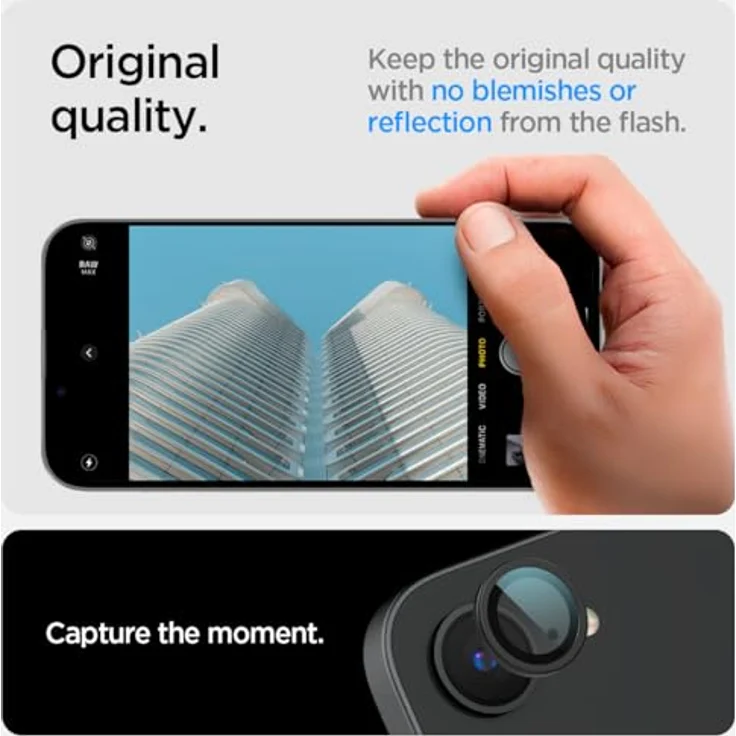 Spigen Glas.tR EZ Fit Optik Pro Kameraschutz für iPhone 16e, 2 Stück, Schwarz, Individuelle Kameraprotektion, Anti-Kratzer, 9H Härte Folie – Bild 3