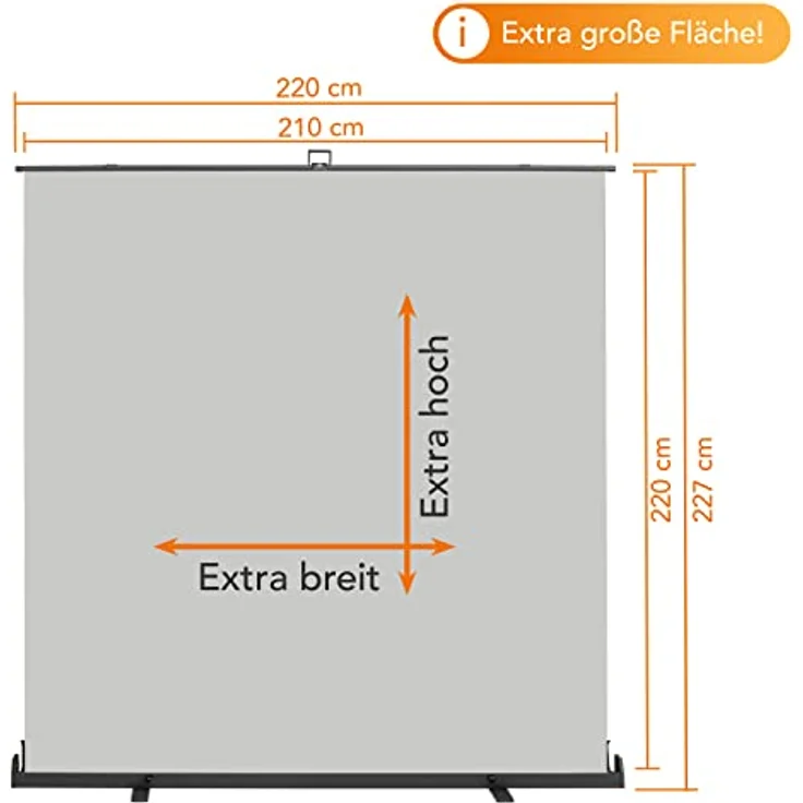 Walimex pro Roll-up Panel Hintergrund grau 210x220 (220 cm, 226 cm), Selbst stehender Hintergrund mit pneumatischem Spannmechanismus, Blau – Bild 3