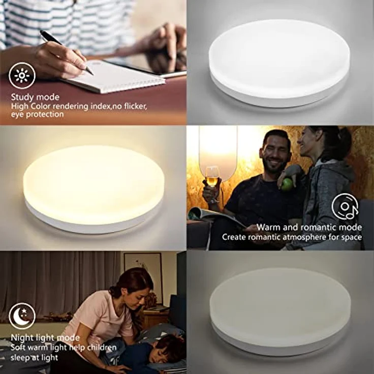 JDONG Bluetooth Deckenleuchte 24W LED mit Lautsprecher, Fernbedienung und APP-Steuerung, RGB Farbwechsel, dimmbar, IP44 Wasserfest,Weißes Rauschen Einstellbar für Schlafzimmer Kinderzimmer Ø26CM – Bild 2