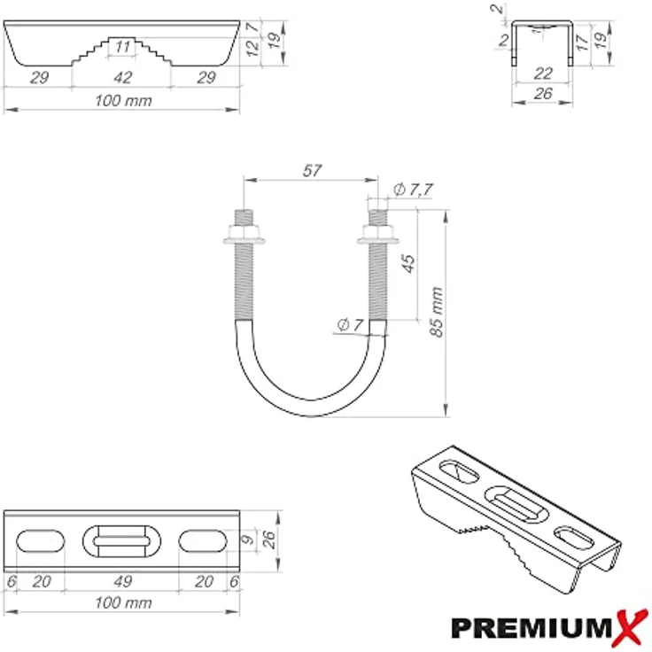 PremiumX SAT Mast Sparrenhalter Frankfurter Pfanne Dach – Bild 9