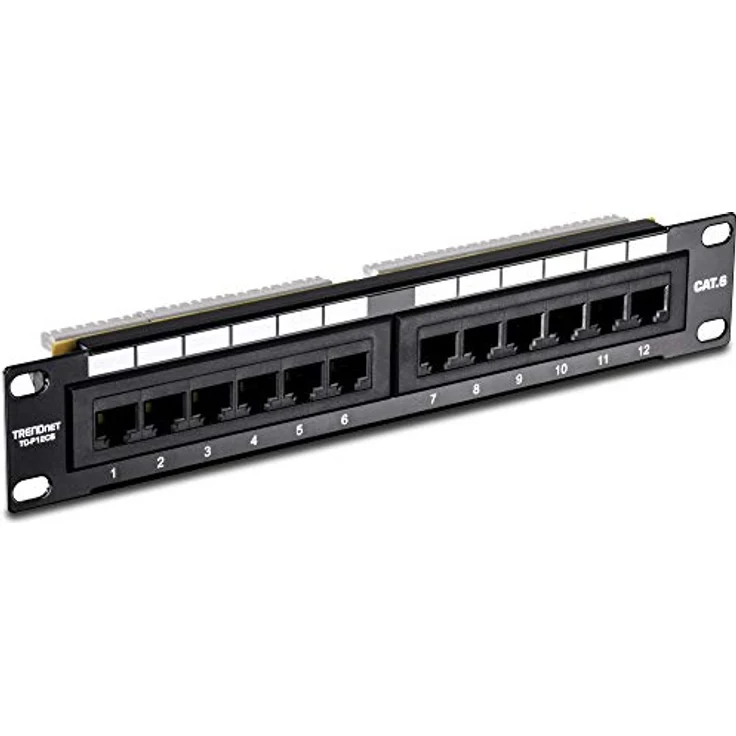 TRENDnet TC-P12C6, 12-Port Cat6 ungeschirmtes Patchpanel, 10 Zoll, 12 RJ-45 Gigabit Ethernet Ports, 250 MHz, Kabelmanagement inklusive – Bild 4
