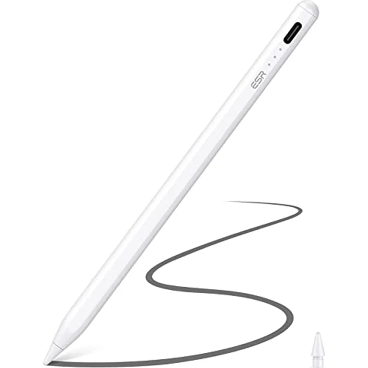 ESR Pencil 2. genetation, für Apple iPad9/8/7/6, iPad Air5/4/3, iPad Pro12.9 StylusPen, iPad Pro11 und iPad Mini6/5, iPadStift mit Neigungsempfindlichkeit,Palm Rejection,Magnetische Befestigung,Weiß