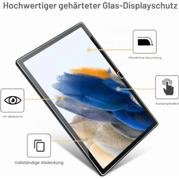 ProCase 2 Stück 9H Schutzglas für Samsung Galaxy Tab A8 10,5 Zoll SM-X200/X205, ultradünn, kratzfest und stoßfest – Bild 3