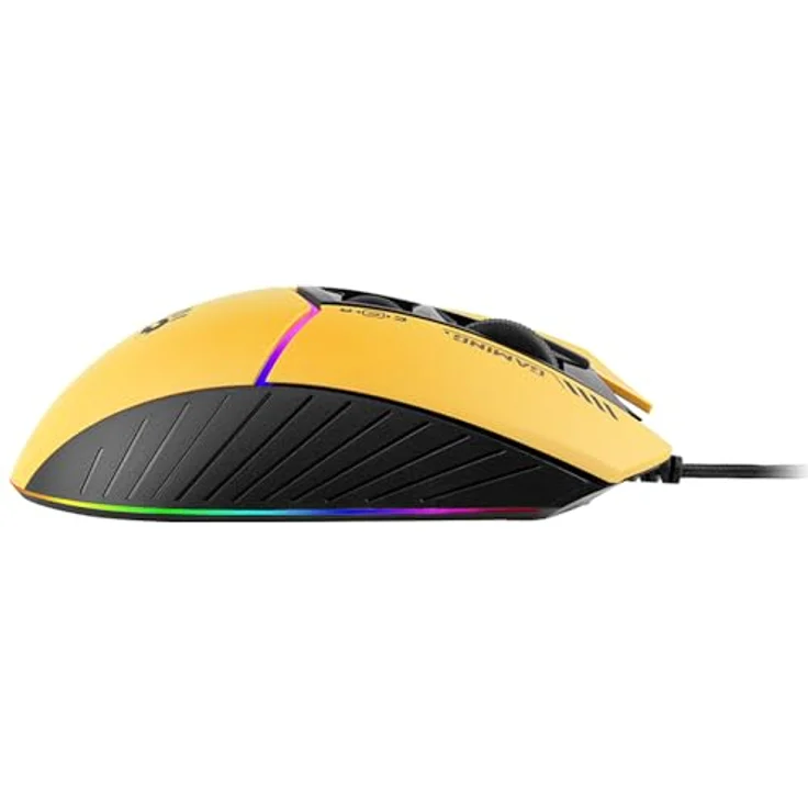 A4tech W95Max Sports Gaming Maus, Optische Kabelgebundene Gaming-Maus, USB 12 000 CPI, 8000 FPS, 250 IPS. 35G, 2000 Hz Ultrapolling (schwarz/gelb) – Bild 4