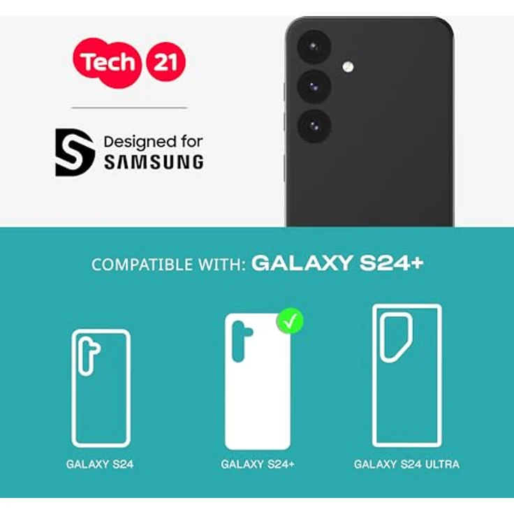 tech21 Evo Clear, Handyhülle für Samsung S24+, transparent, mit 3,6 m Aufprallschutz, vergilbungs- und kratzfest, verbessertem Kameraschutz – Bild 2