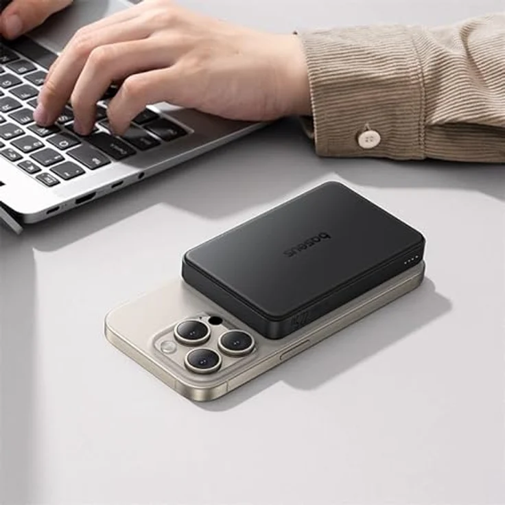 Baseus Airpow II 10000 mAh Qi2 Powerbank mit MagSafe 22,5 W, mit USB-C-Kabel (20 V/3 A, 30 cm), schwarz – Bild 2