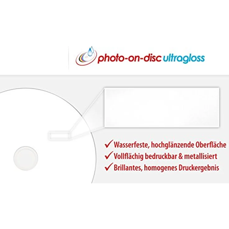 PRIMEON CD-R 80Min-700MB-52x Cakebox (50 Disc), photo-on-disc ultragloss Surface, Water resistant Inkjet Fullsize Printable – Bild 4