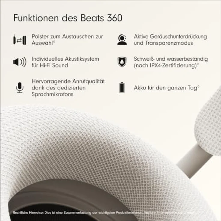 Beats 360, Over-Ear Kopfhörer mit Geräuschunterdrückung, schweiß- und wasserbeständig, austauschbare Wolkefarbene Performance-Polster aus Strickgewebe – Bild 2