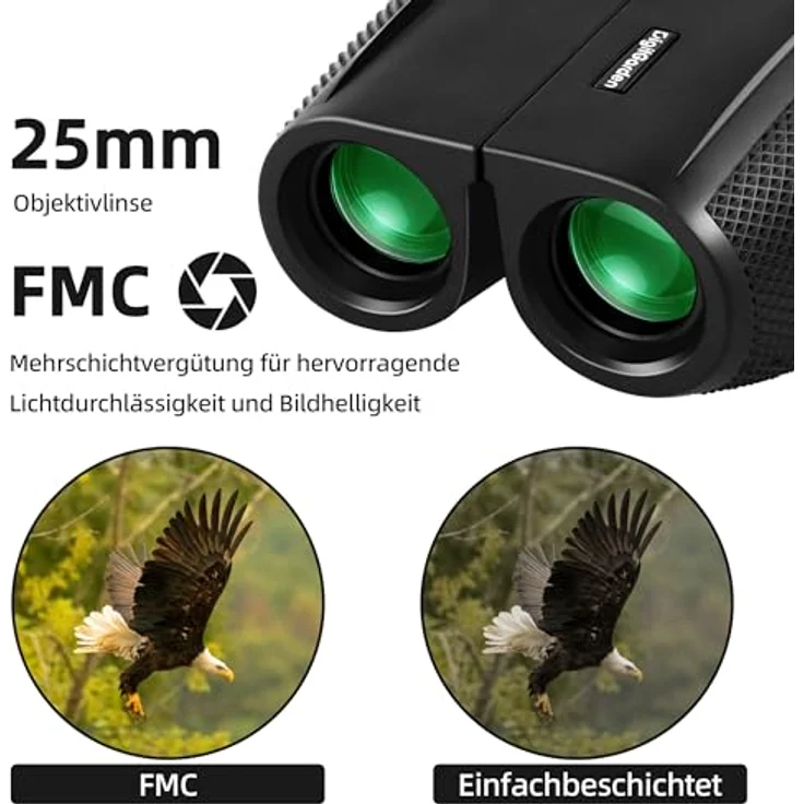 Digitgarden 12x25 Faltbares Mini-Fernglas, Kompakt & Leicht mit BAK4 Prisma und FMC Linsen, Ideal für Vogelbeobachtung, Reisen, Wandern, Outdoor, Sport – Bild 4