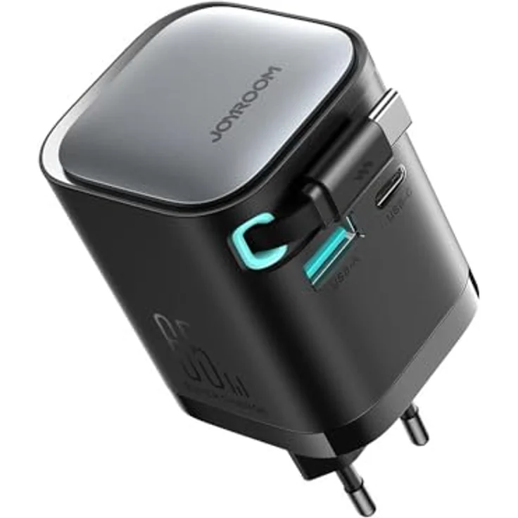 Joyroom JR-TCL02, 65 W USB Ladegerät mit einziehbarem Kabel und GaN 3.0 Technologie, Schwarz – Bild 2