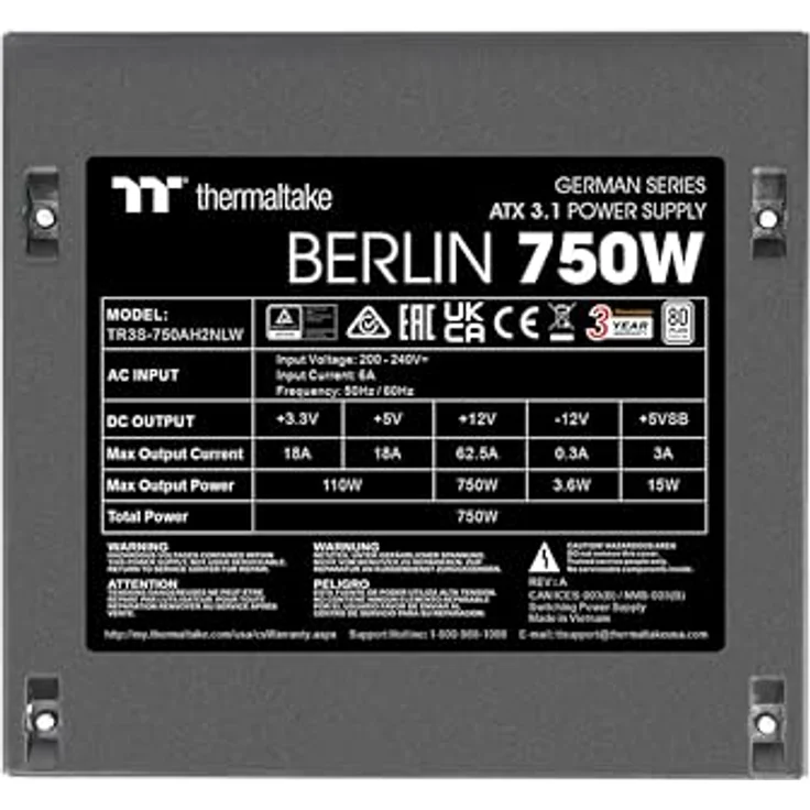 Thermaltake Berlin 750W Netzteil | ATX 3.1 | 12V-2 * 6 Pin | German Series | Geräuscharmer 120mm Lüfter – Bild 5