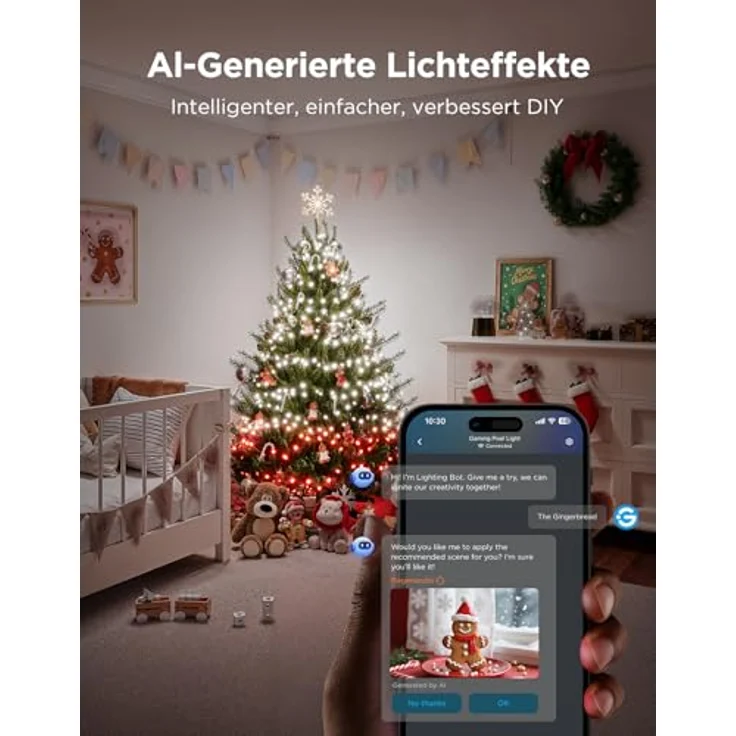 Govee Christmas Sparkle String Lights, 30M RGBWIC Lichterkette mit 375 LEDs, 140+ dynamische Szenenmodi, App-Steuerung mit Alexa für Innenräume – Bild 5