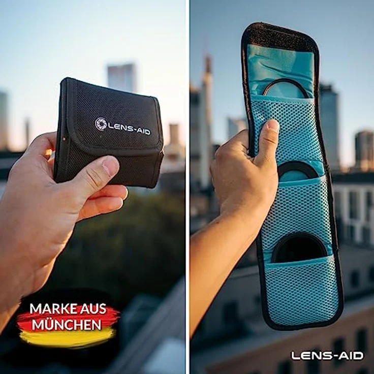 LENS-AID Filtertasche für Rundfilter mit Fächer für Filter bis 82mm, Aufbewahrungstasche für Polfilter, UV-Filter, Kamera Deckel etc. – Bild 2