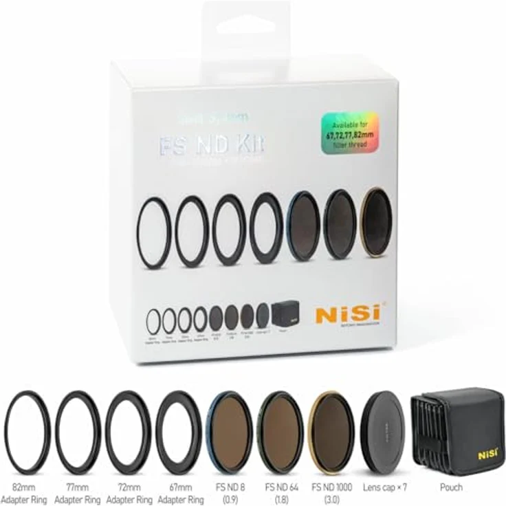 NiSi Swift FS ND Filter Kit für 67mm / 72mm / 77mm / 82mm (inkl. Swift ND0.9, ND1.8, ND3.0) - Wasserdichter Kamera-Filter Kit (Schwarz) – Bild 2