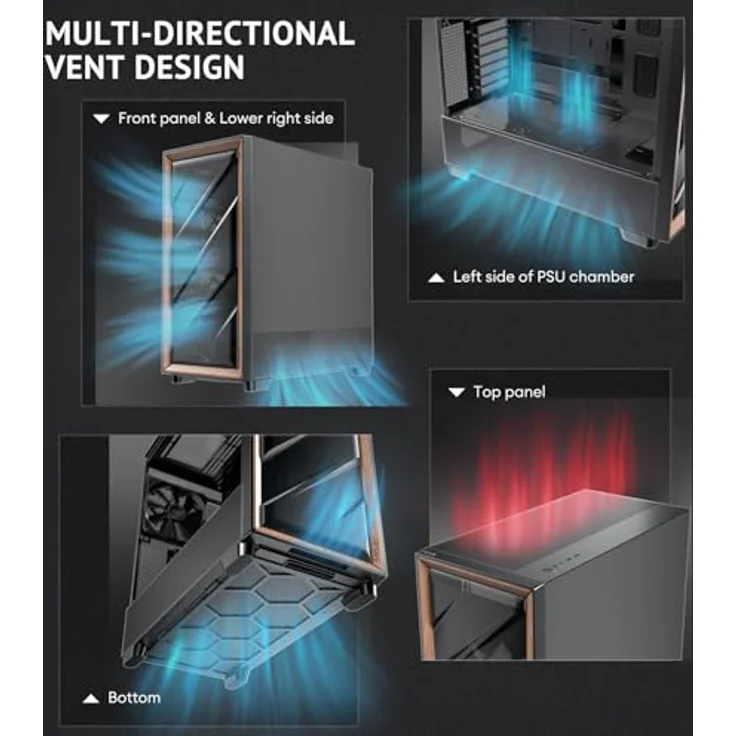 Antec GEH Antec Flux Midi Tower schwarz Retail, PC-Gehäuse mit multidirektionalem Entlüftungsdesign und Unterstützung für bis zu 9 Lüfter – Bild 4