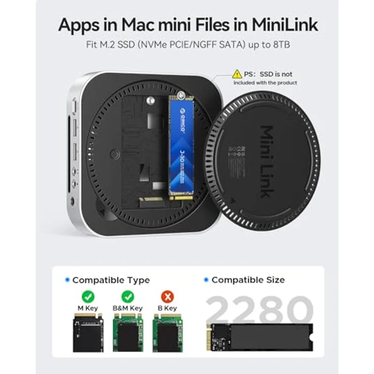 ORICO Notebook Dockingstation MiniLink für Apple MacBook, 10 Gb/s Datenübertragung, integrierte Lautsprecher, USB-A und USB-C Anschlüsse, SD/TF Kartenleser – Bild 4
