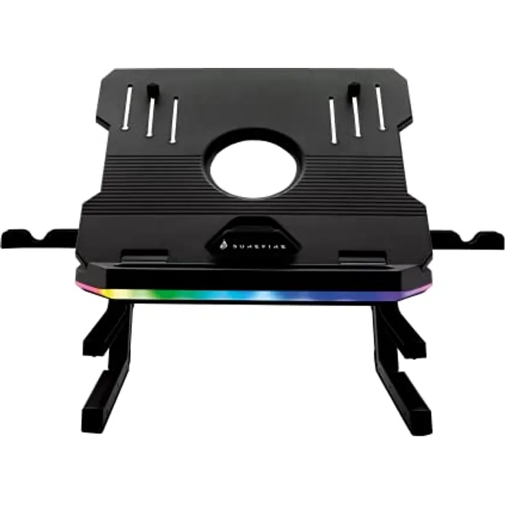 SureFire Portus X2 Gaming Laptop-Ständer, 360° Notebook Stand höhenverstellbar mit RGB-Beleuchtung, Halterung für Laptops mit 10, 17,3 Zoll, Tablet Erhöhung mit Lüftung für den Schreibtisch