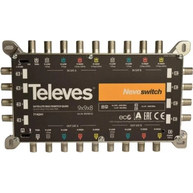 Televes MS 98NCQ Umschaltmatrix 9 Eingänge 8 Ausgänge Guss – Bild 2