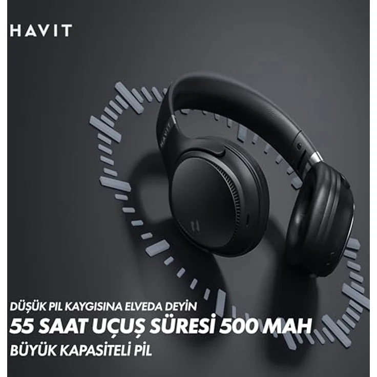 HAVIT H630BT Pro ANC On-Ear Faltbare Bluetooth Kopfhörer, 50 Stunden Akkulaufzeit, Dual Device Unterstützung, Schwarz – Bild 4