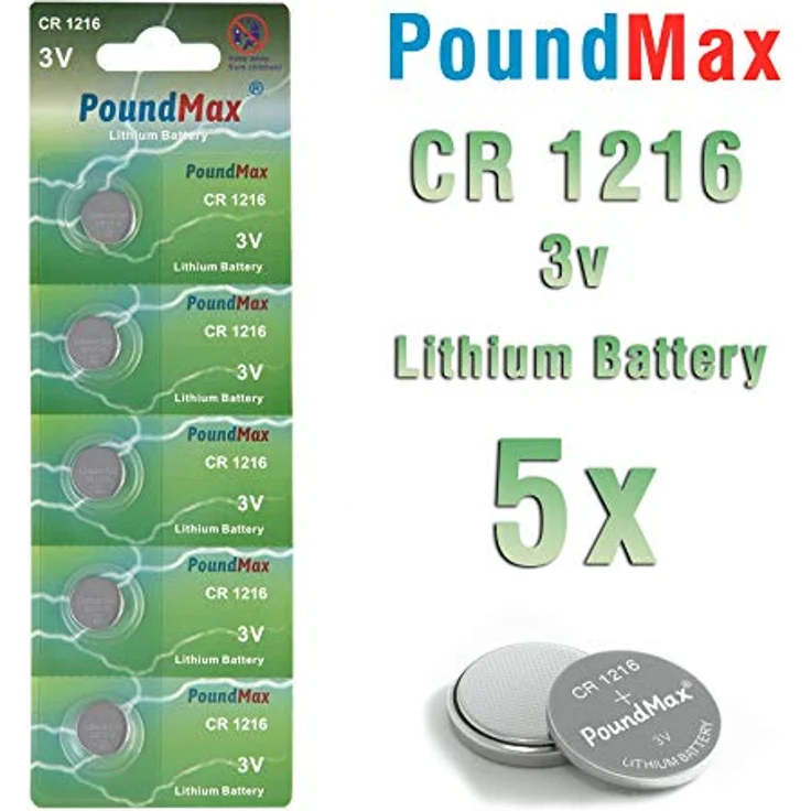 PoundMax Lithium-Knopfzellenbatterien, 1216, DL1216, 3 V, 5 Stück – Bild 3