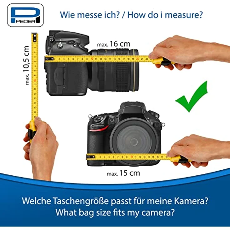 PEDEA DSLR-Kameratasche Fashion Fototasche für Spiegelreflexkameras mit wasserdichtem Regenschutz, Tragegurt und Zubehörfächern (Größe M, grau) – Bild 6