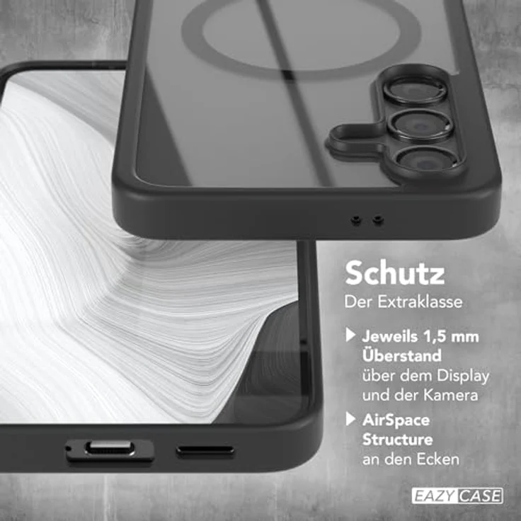 EAZY CASE Hülle für Galaxy S24 FE, Ultra Aufprallschutz, Qi Charging, stoßfest und kratzfest, klare Silikon Cover mit Kameraschutz, schwarz – Bild 4