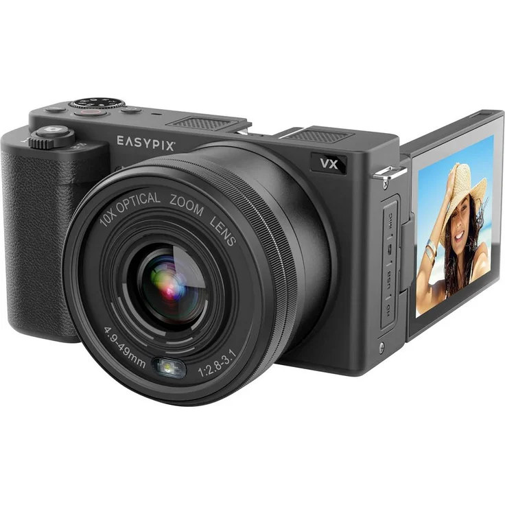 Easypix VX6430 Digitalkamera 64 MP, 10x Zoom, 4K-Video, Schwarz