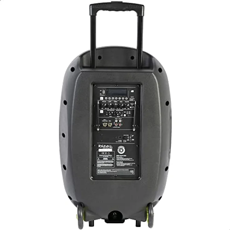PORT15VHF-MKII - Ibiza - TRAGBARE, AKKUBETRIEBENE BESCHALLUNGSANLAGE 15 - 800W MIT USB-MP3, Rec, VOX, Bluetooth & 2 UHF FUNKMIKROFONEN, Schwarz – Bild 3
