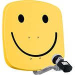 TechniSat DIGIDISH 45 – Satelliten-Schüssel für 1 Teilnehmer (45 cm kleine Sat Anlage - Komplettset mit Wandhalterung und Satfinder V/H-LNB) Smiley, gelb