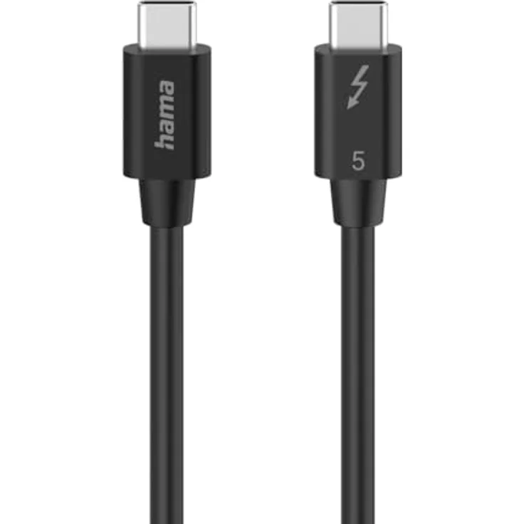 Hama Thunderbolt-5 Kabel, 1 m USB-C auf USB-C, 80 Gbit/s, 5 A, 240 W, Ultra-HD 8K, schwarz, versandkostenfrei – Bild 1