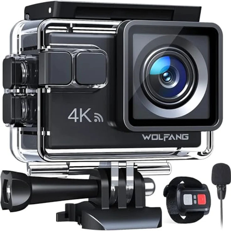 WOLFANG GA100 Action Cam, 4K Video 30FPS, 20MP Fotos, wasserdicht bis 40m, WiFi, EIS Bildstabilisierung – Bild 1