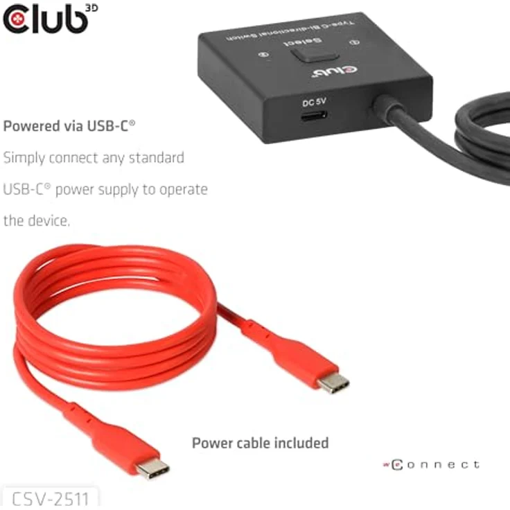 club3D CSV-2511 USB-C® Umschalter, bidirektional, 8K Auflösung, 10 Gbps Datenübertragung, PD 3.0 Unterstützung – Bild 8