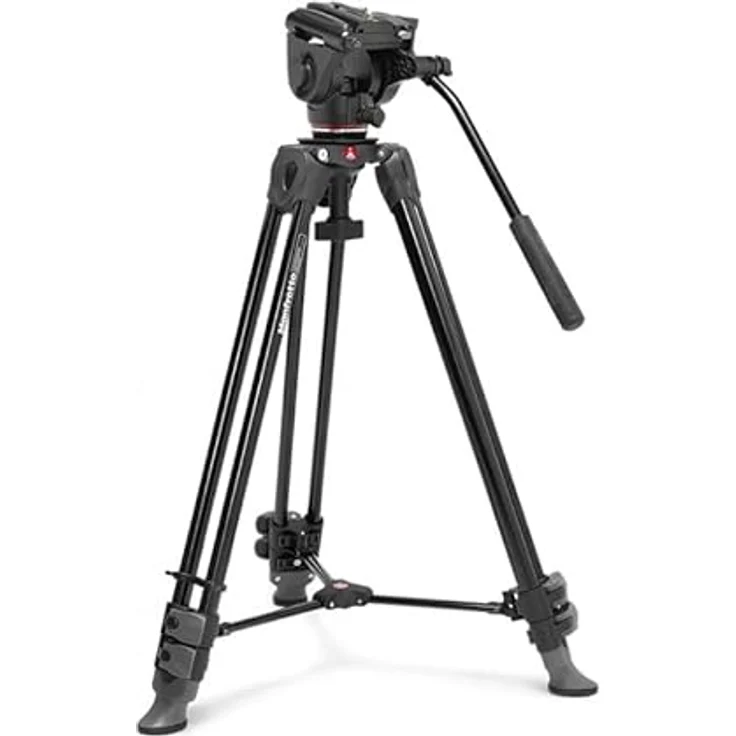 Manfrotto 500X Head mit Twin Leg Alu, Aluminium Stativ für Kamera und Zubehör, max. Höhe 155 cm, leicht und kompakt – Bild 1